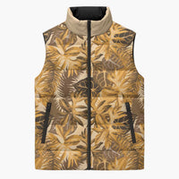 Hawaii Gold Tropical Leaves Sleeveless Puffer Jacket LT01 Unisex Gold - Polynesian Pride