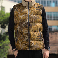 Hawaii Gold Tropical Leaves Sleeveless Puffer Jacket LT01 - Polynesian Pride