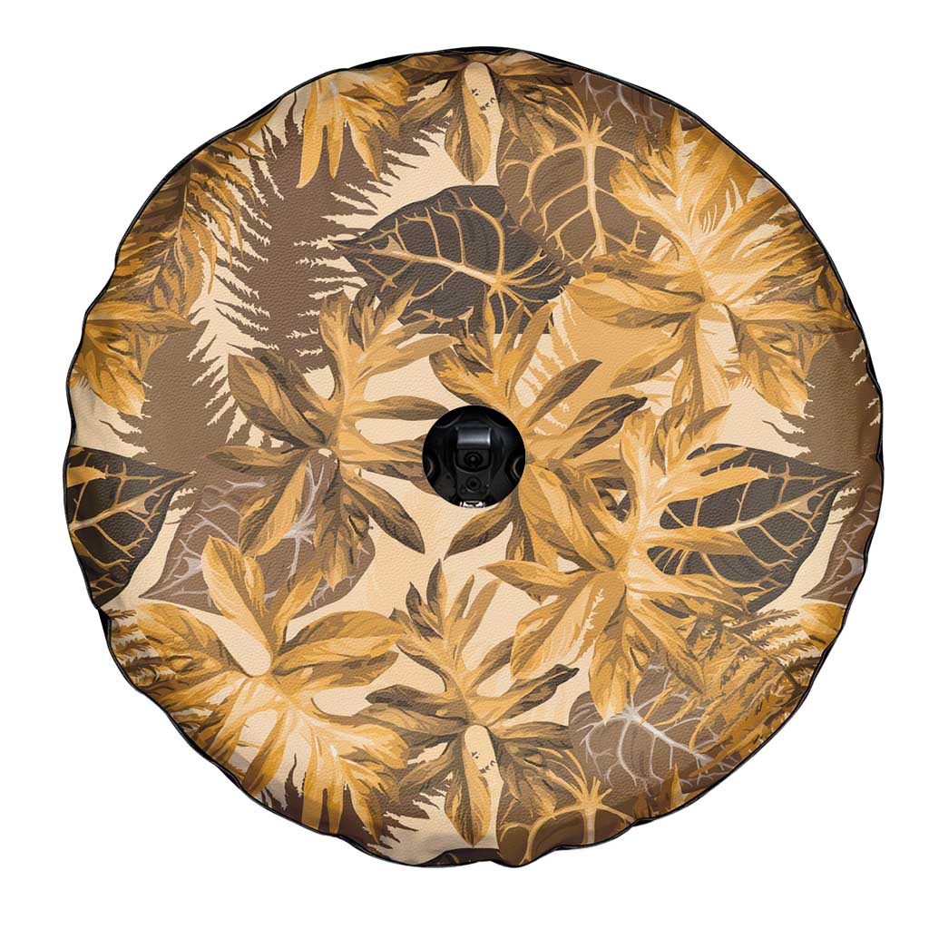 Hawaii Gold Tropical Leaves Spare Tire Cover - Polynesian Pride