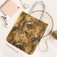 Hawaii Gold Tropical Leaves Tote Bag LT01 White Strap One Size Gold - Polynesian Pride