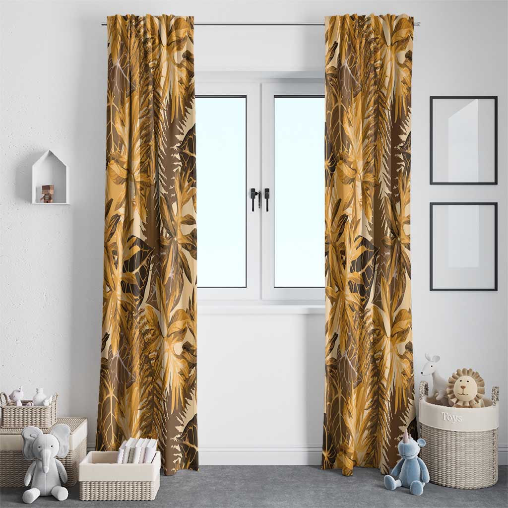 Hawaii Gold Tropical Leaves Window Curtain - Polynesian Pride