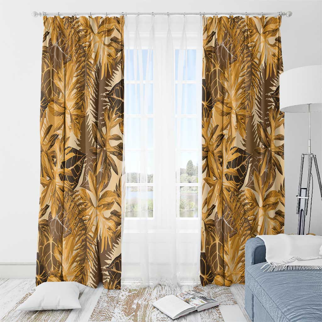 Hawaii Gold Tropical Leaves Window Curtain - Polynesian Pride