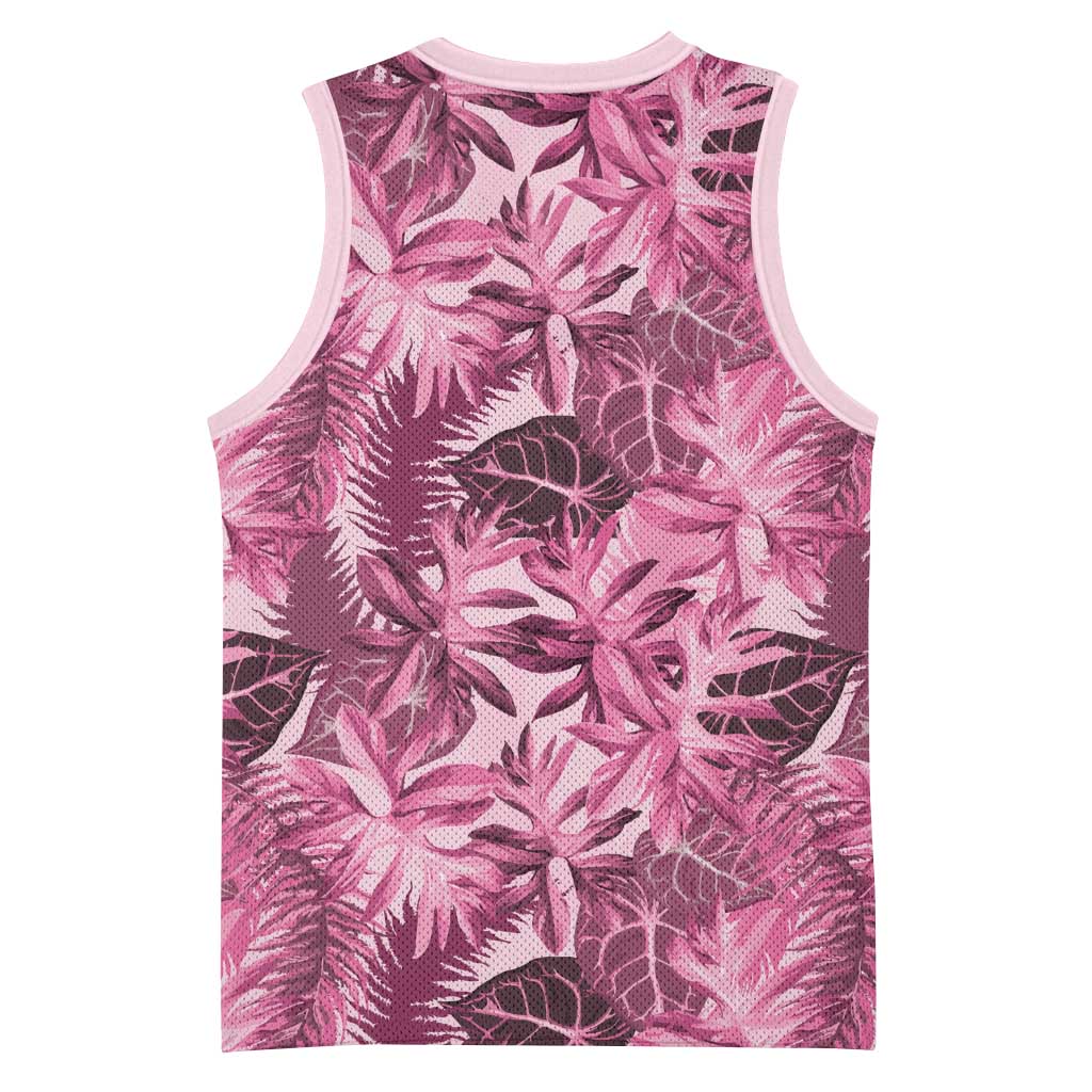 Hawaii Pink Tropical Leaves Basketball Jersey LT01 - Polynesian Pride