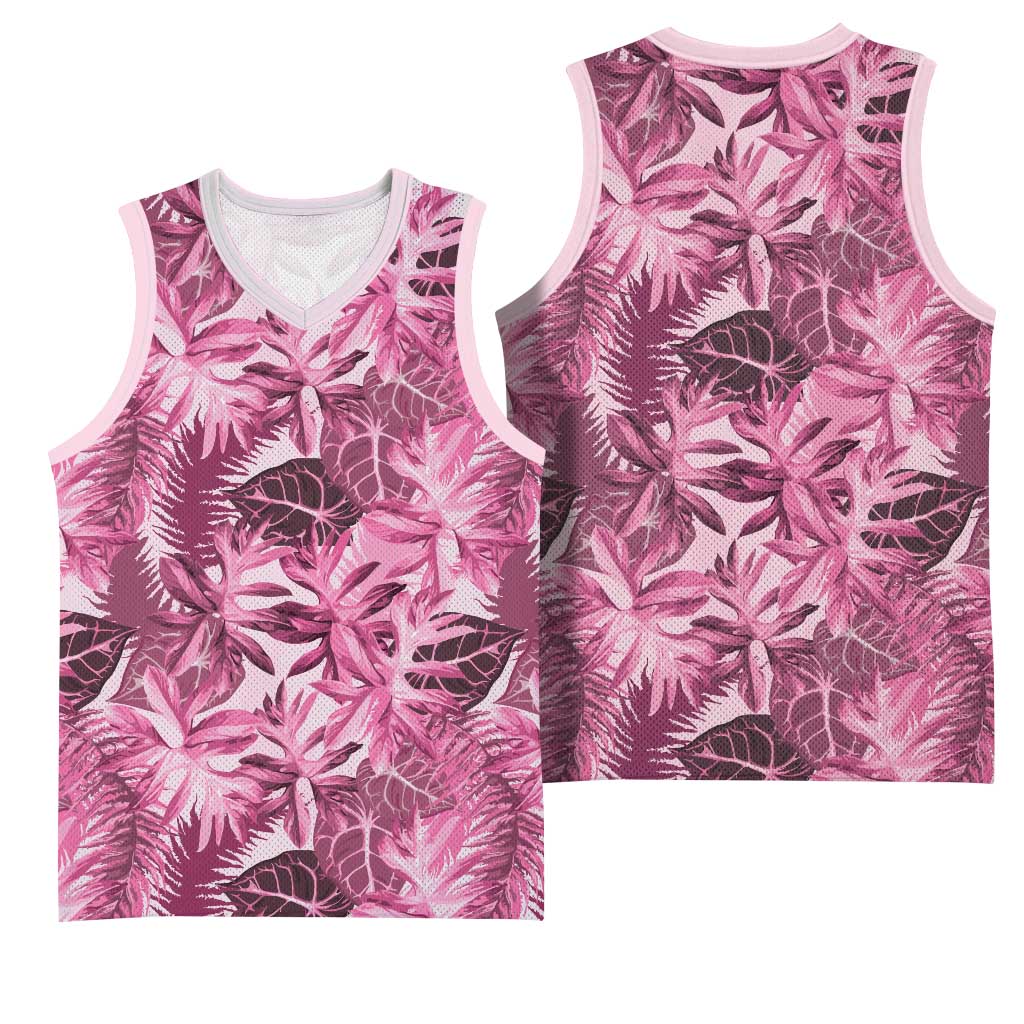 Hawaii Pink Tropical Leaves Basketball Jersey LT01 - Polynesian Pride