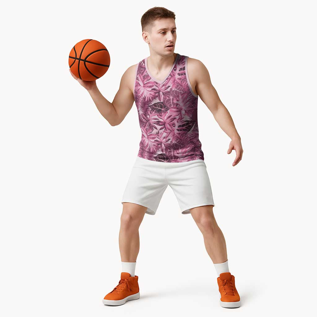 Hawaii Pink Tropical Leaves Basketball Jersey LT01 - Polynesian Pride