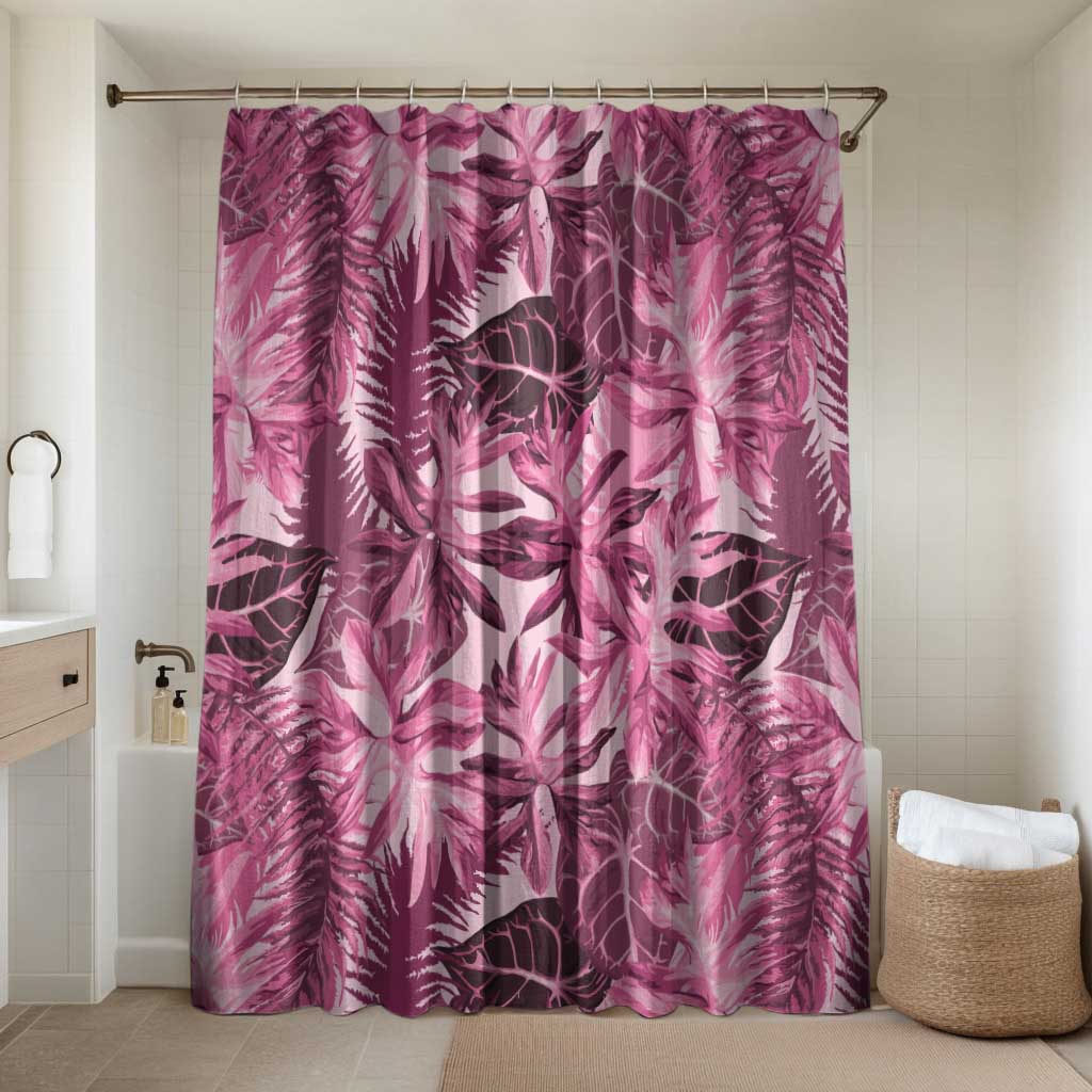 Hawaii Pink Tropical Leaves Bathroom Set - Polynesian Pride