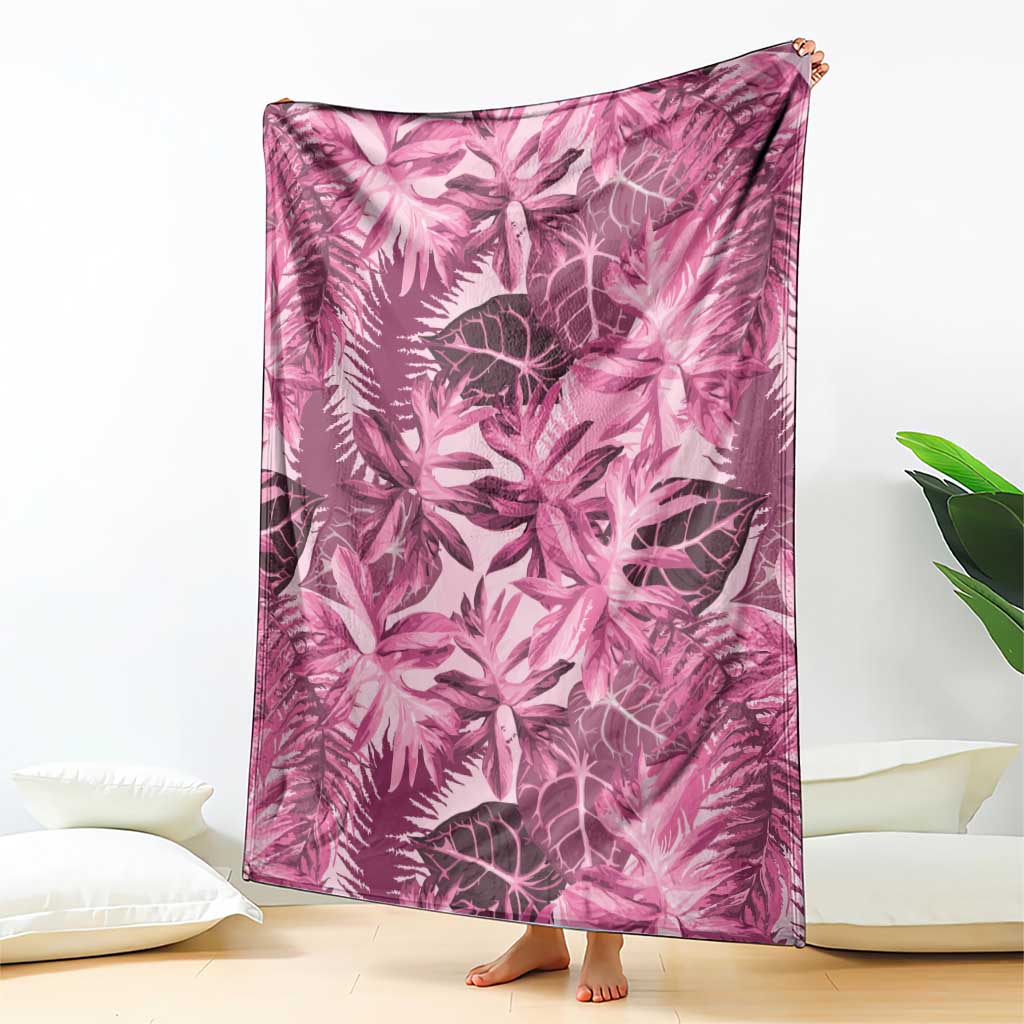 Hawaii Pink Tropical Leaves Blanket - Polynesian Pride