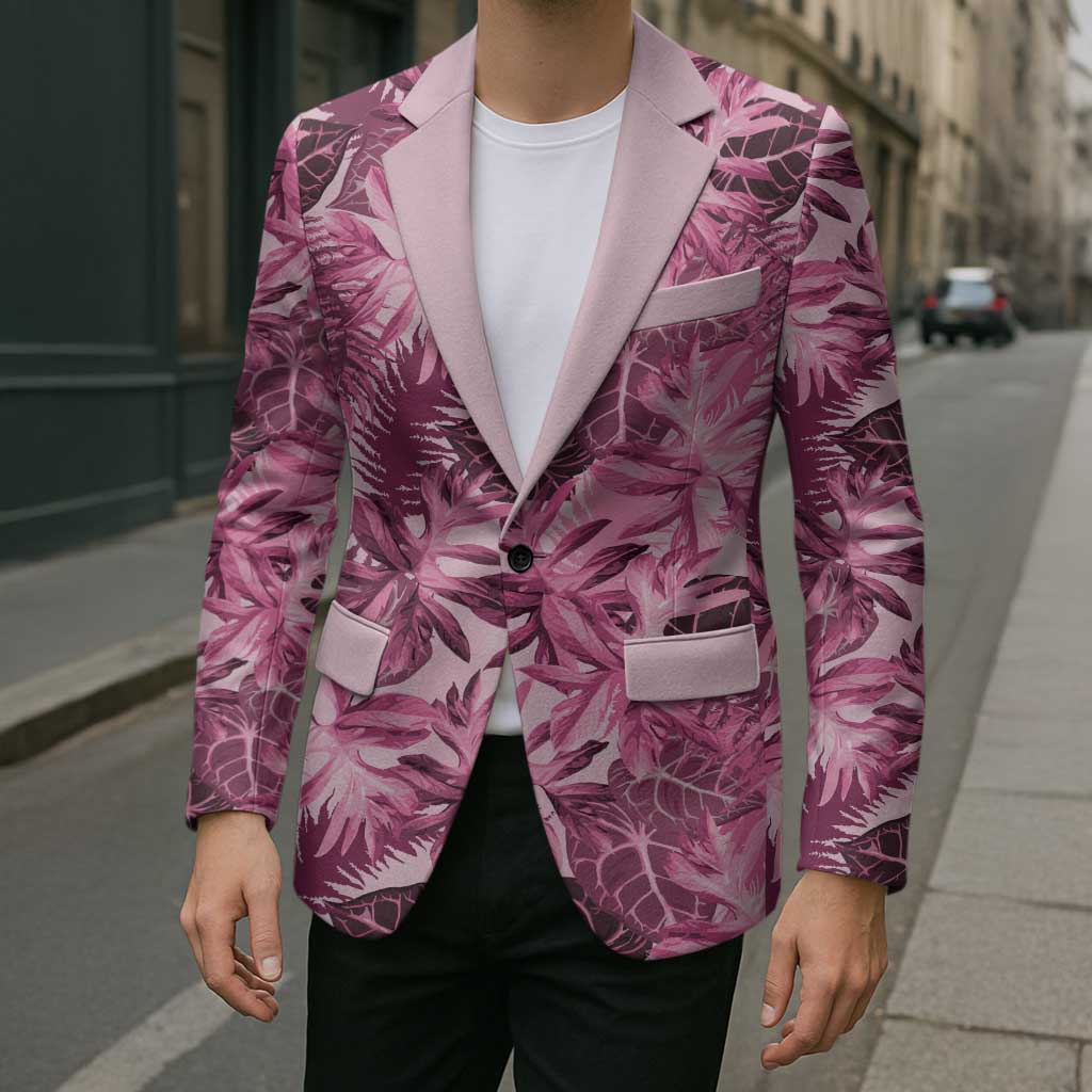 Hawaii Pink Tropical Leaves Blazer - Polynesian Pride