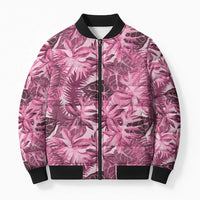 Hawaii Pink Tropical Leaves Bomber Puffer Jacket LT01 Unisex Pink - Polynesian Pride