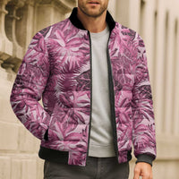 Hawaii Pink Tropical Leaves Bomber Puffer Jacket LT01 - Polynesian Pride