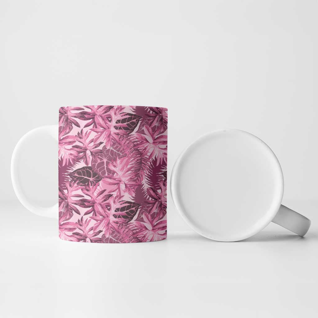 Hawaii Pink Tropical Leaves Ceramic Mug LT01 - Polynesian Pride