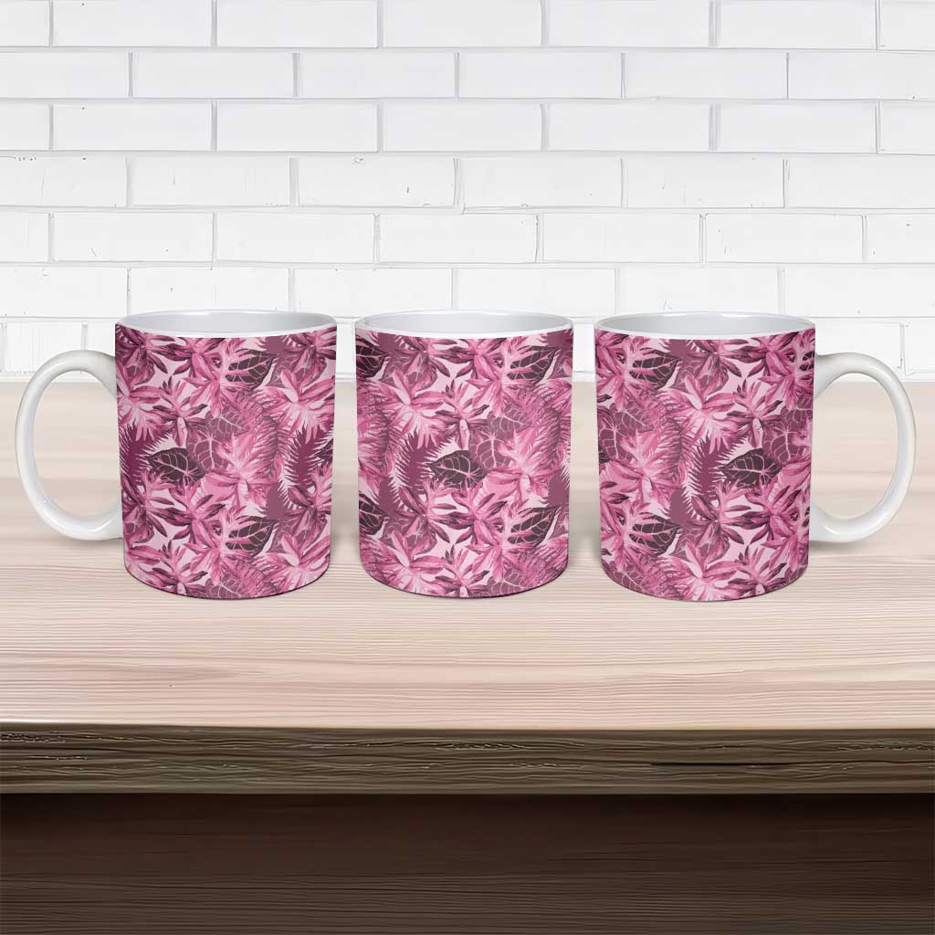 Hawaii Pink Tropical Leaves Ceramic Mug LT01 - Polynesian Pride