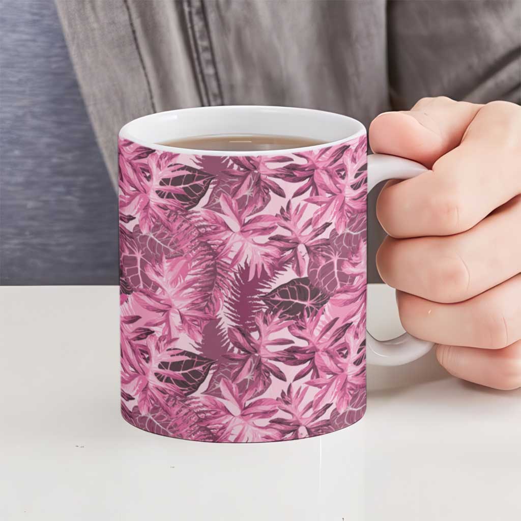 Hawaii Pink Tropical Leaves Ceramic Mug LT01 - Polynesian Pride