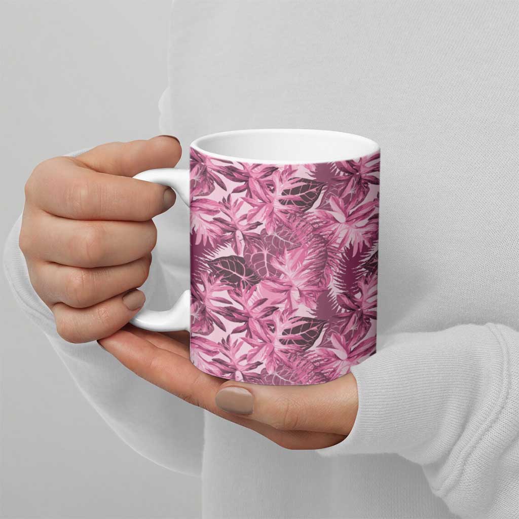 Hawaii Pink Tropical Leaves Ceramic Mug LT01 - Polynesian Pride