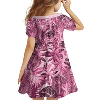 Hawaii Pink Tropical Leaves Family Matching Long Sleeve Bodycon Dress and Hawaiian Shirt - Polynesian Pride
