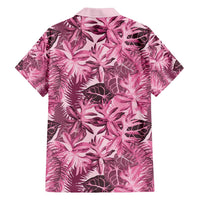 Hawaii Pink Tropical Leaves Family Matching Long Sleeve Bodycon Dress and Hawaiian Shirt - Polynesian Pride