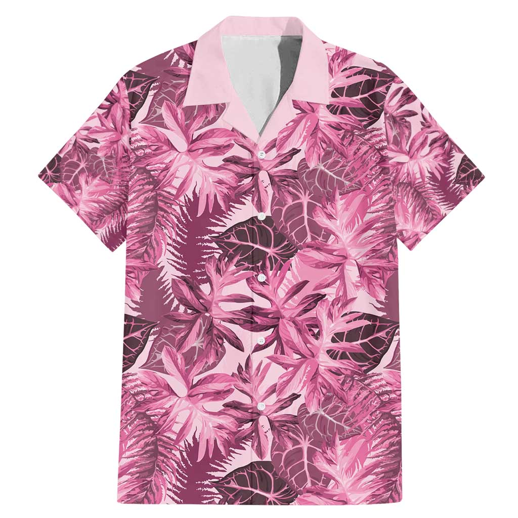 Hawaii Pink Tropical Leaves Family Matching Mermaid Dress and Hawaiian Shirt - Polynesian Pride