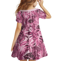 Hawaii Pink Tropical Leaves Family Matching Off Shoulder Short Dress and Hawaiian Shirt - Polynesian Pride