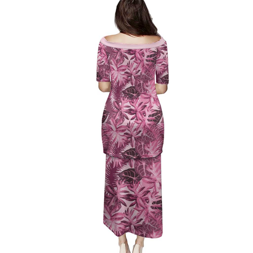 Hawaii Pink Tropical Leaves Family Matching Puletasi and Hawaiian Shirt - Polynesian Pride