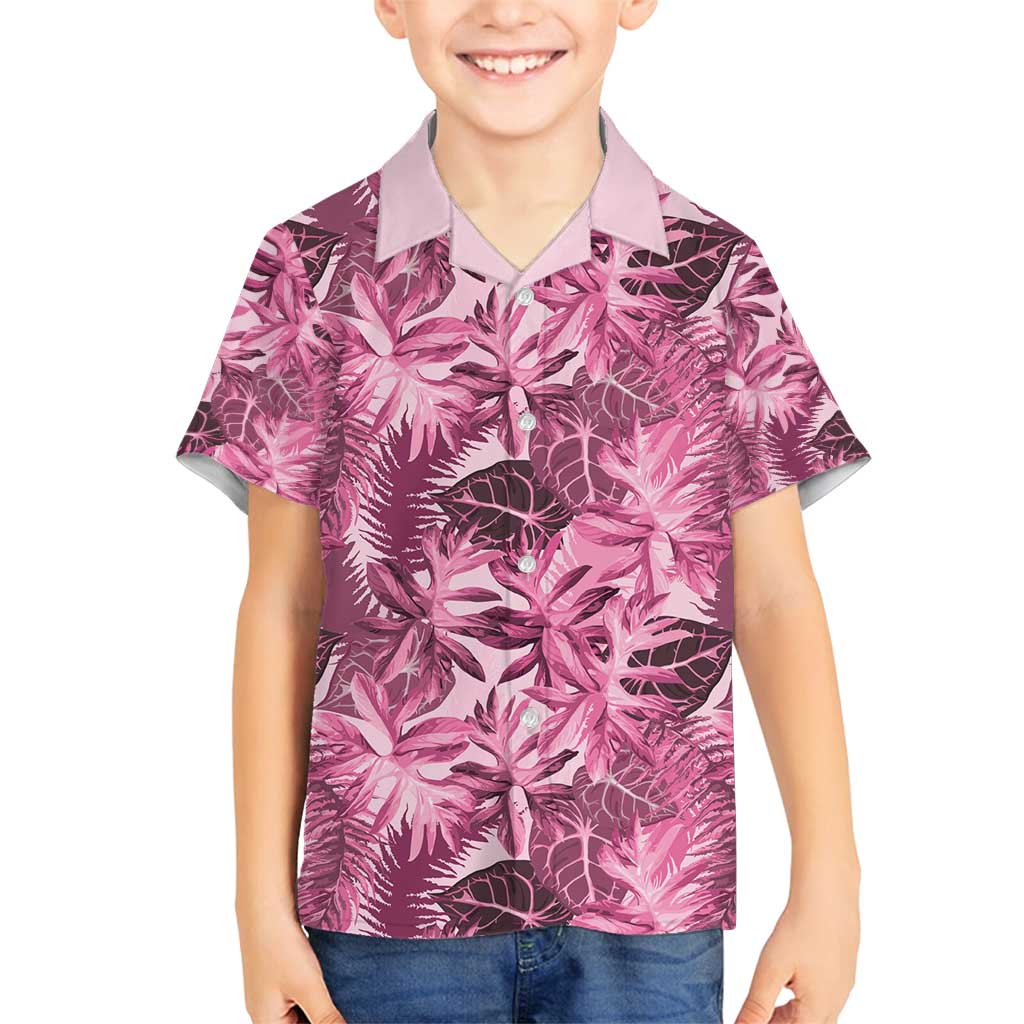 Hawaii Pink Tropical Leaves Family Matching Puletasi and Hawaiian Shirt - Polynesian Pride