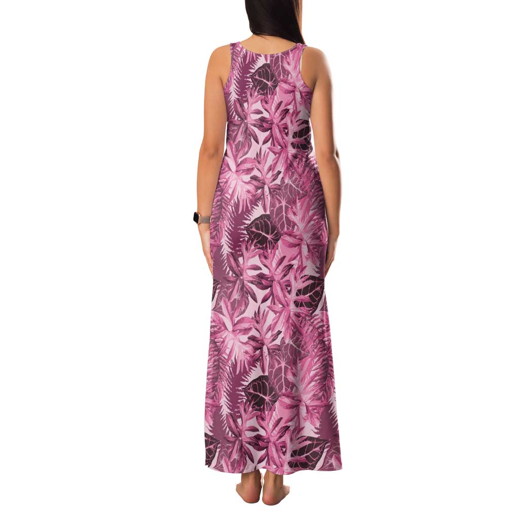 Hawaii Pink Tropical Leaves Family Matching Tank Maxi Dress and Hawaiian Shirt - Polynesian Pride