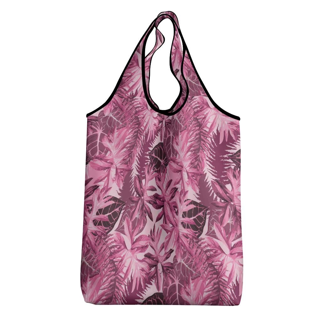 Hawaii Pink Tropical Leaves Grocery Bag - Polynesian Pride
