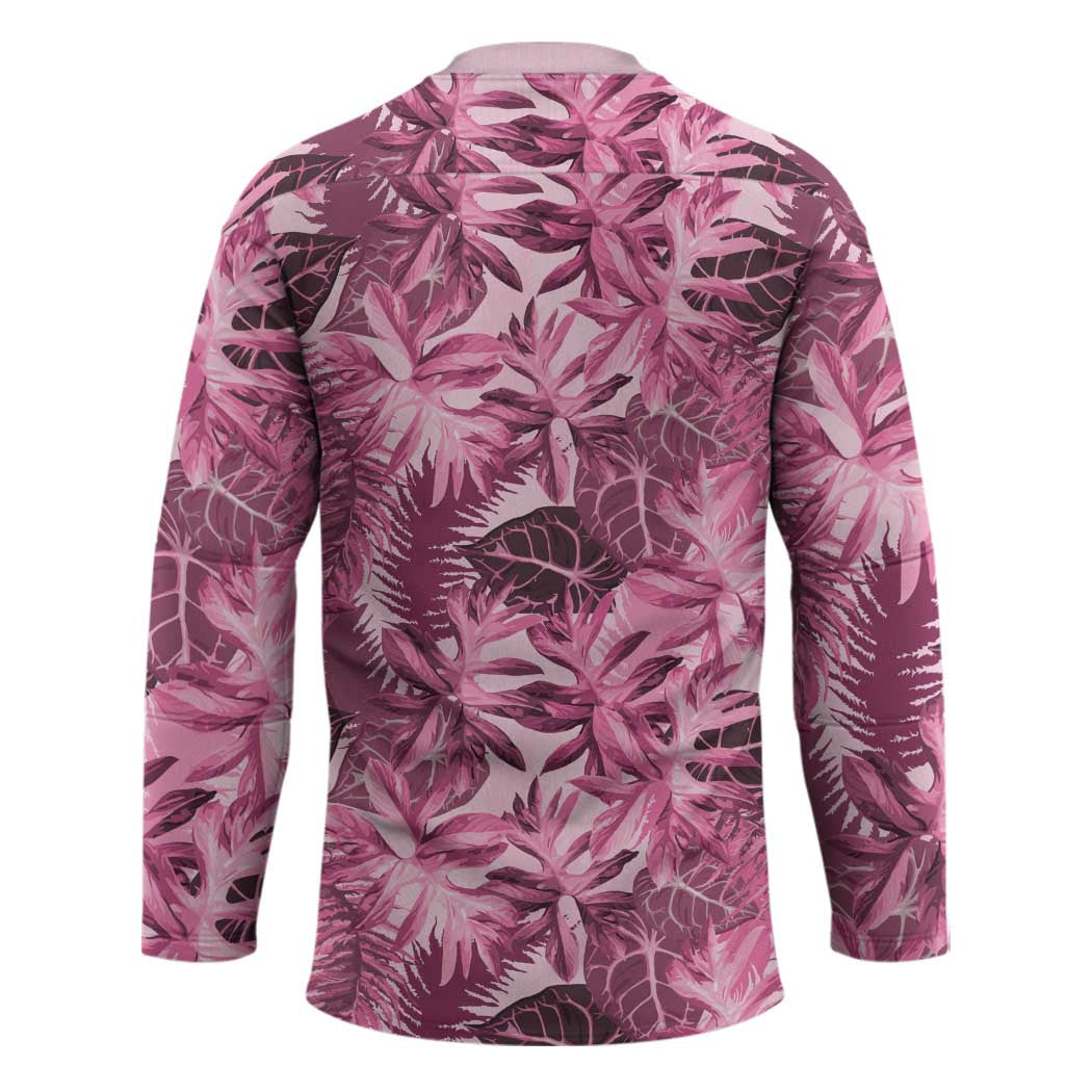 Hawaii Pink Tropical Leaves Hockey Jersey - Polynesian Pride