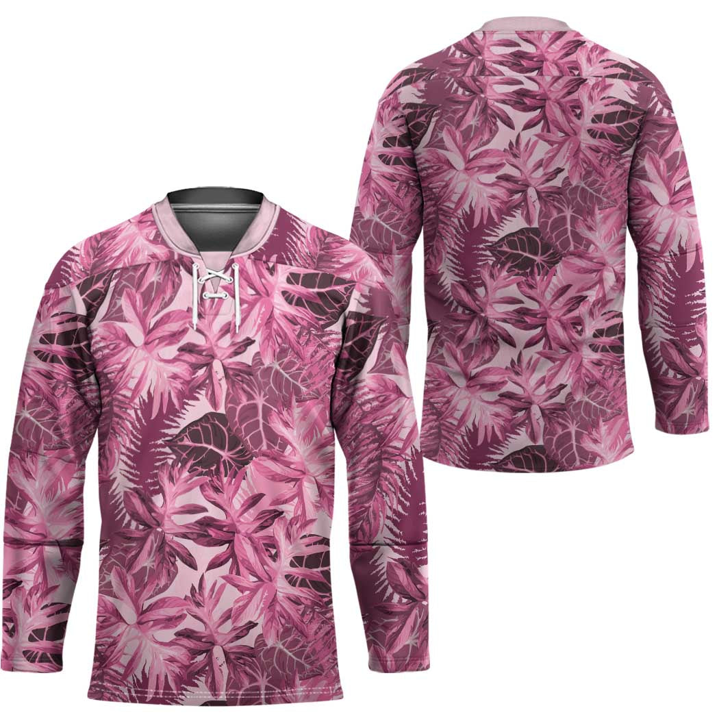Hawaii Pink Tropical Leaves Hockey Jersey - Polynesian Pride