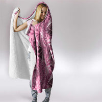 Hawaii Pink Tropical Leaves Hooded Blanket - Polynesian Pride