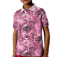Hawaii Pink Tropical Leaves Kid Polo Shirt - Polynesian Pride