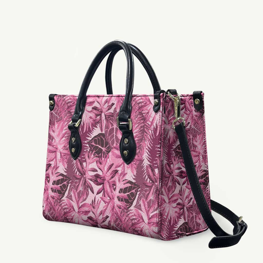 Hawaii Pink Tropical Leaves Leather Bag - Polynesian Pride