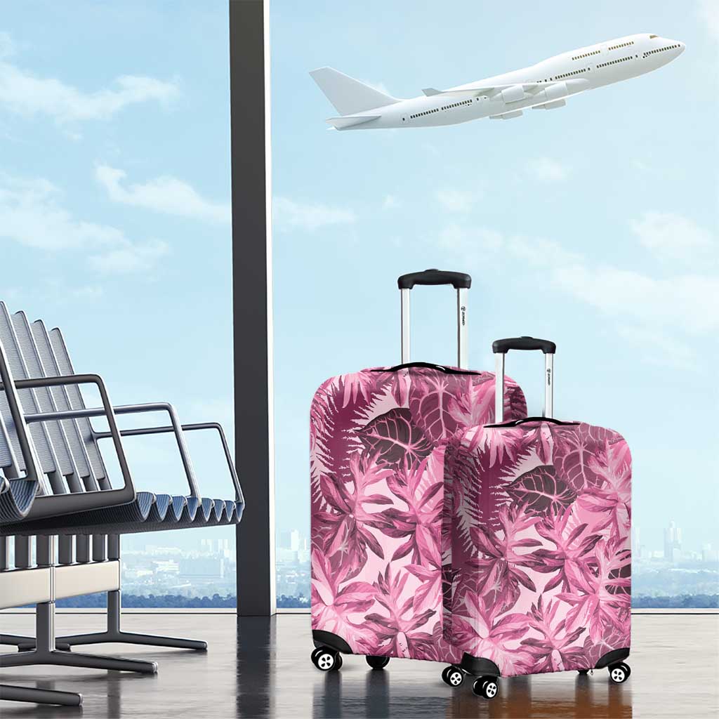 Hawaii Pink Tropical Leaves Luggage Cover - Polynesian Pride