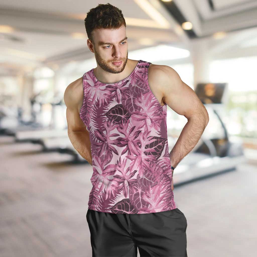 Hawaii Pink Tropical Leaves Men Tank Top - Polynesian Pride