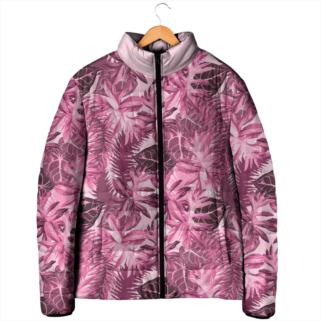 Hawaii Pink Tropical Leaves Padded Jacket LT01 - Polynesian Pride
