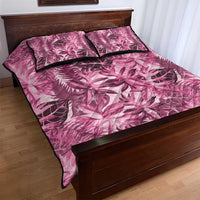 Hawaii Pink Tropical Leaves Quilt Bed Set - Polynesian Pride