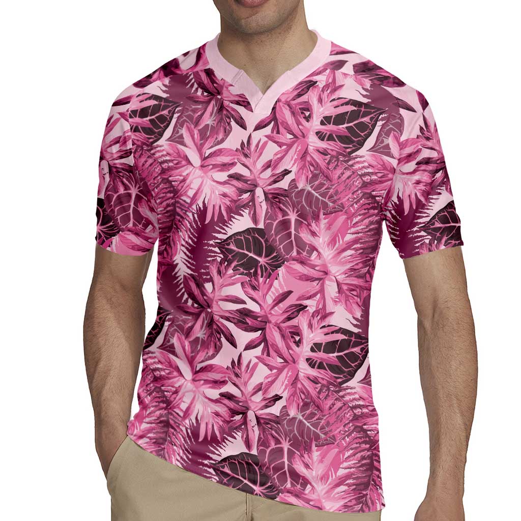 Hawaii Pink Tropical Leaves Rugby Jersey - Polynesian Pride