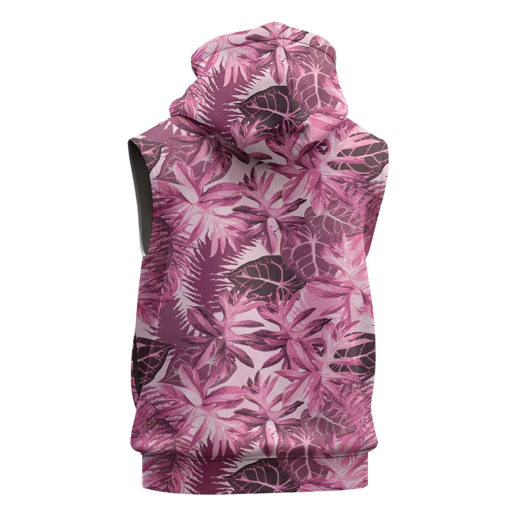 Hawaii Pink Tropical Leaves Sleeveless Hoodie LT01 - Polynesian Pride