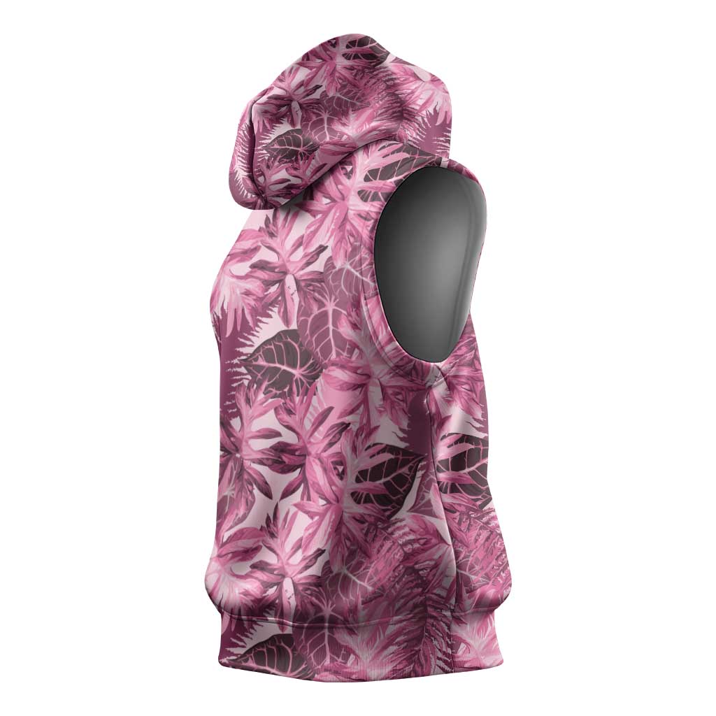 Hawaii Pink Tropical Leaves Sleeveless Hoodie LT01 - Polynesian Pride