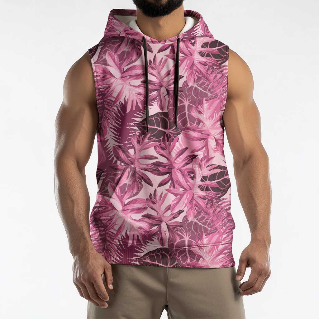 Hawaii Pink Tropical Leaves Sleeveless Hoodie LT01 - Polynesian Pride