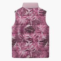 Hawaii Pink Tropical Leaves Sleeveless Puffer Jacket LT01 - Polynesian Pride