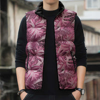 Hawaii Pink Tropical Leaves Sleeveless Puffer Jacket LT01 - Polynesian Pride