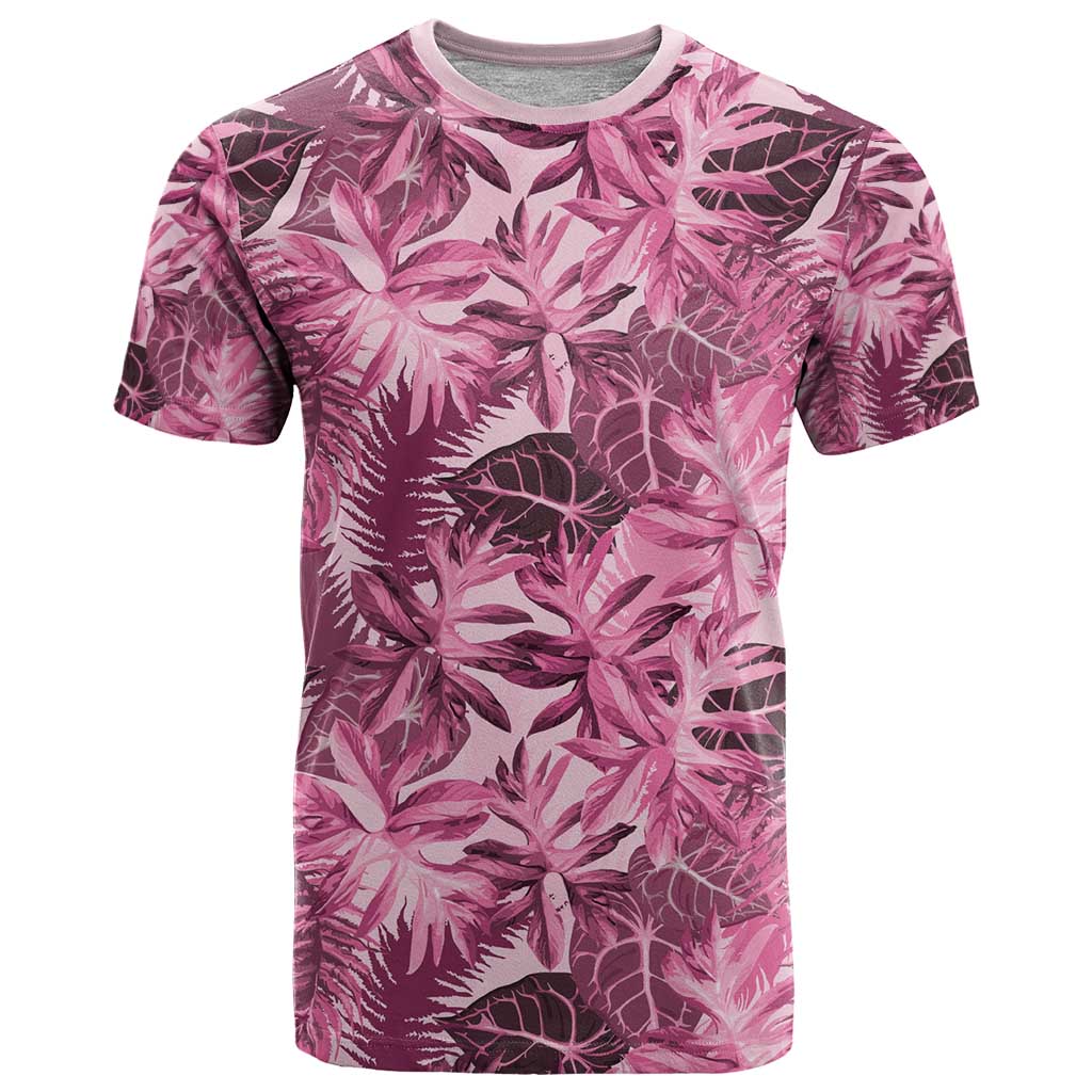 Hawaii Pink Tropical Leaves T Shirt - Polynesian Pride
