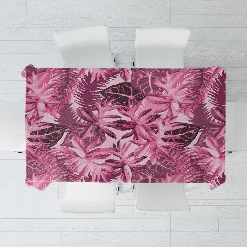 Hawaii Pink Tropical Leaves Tablecloth - Polynesian Pride