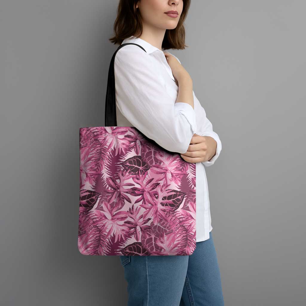Hawaii Pink Tropical Leaves Tote Bag - Polynesian Pride