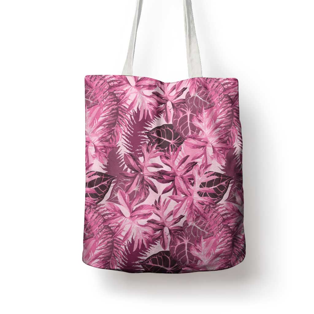 Hawaii Pink Tropical Leaves Tote Bag - Polynesian Pride