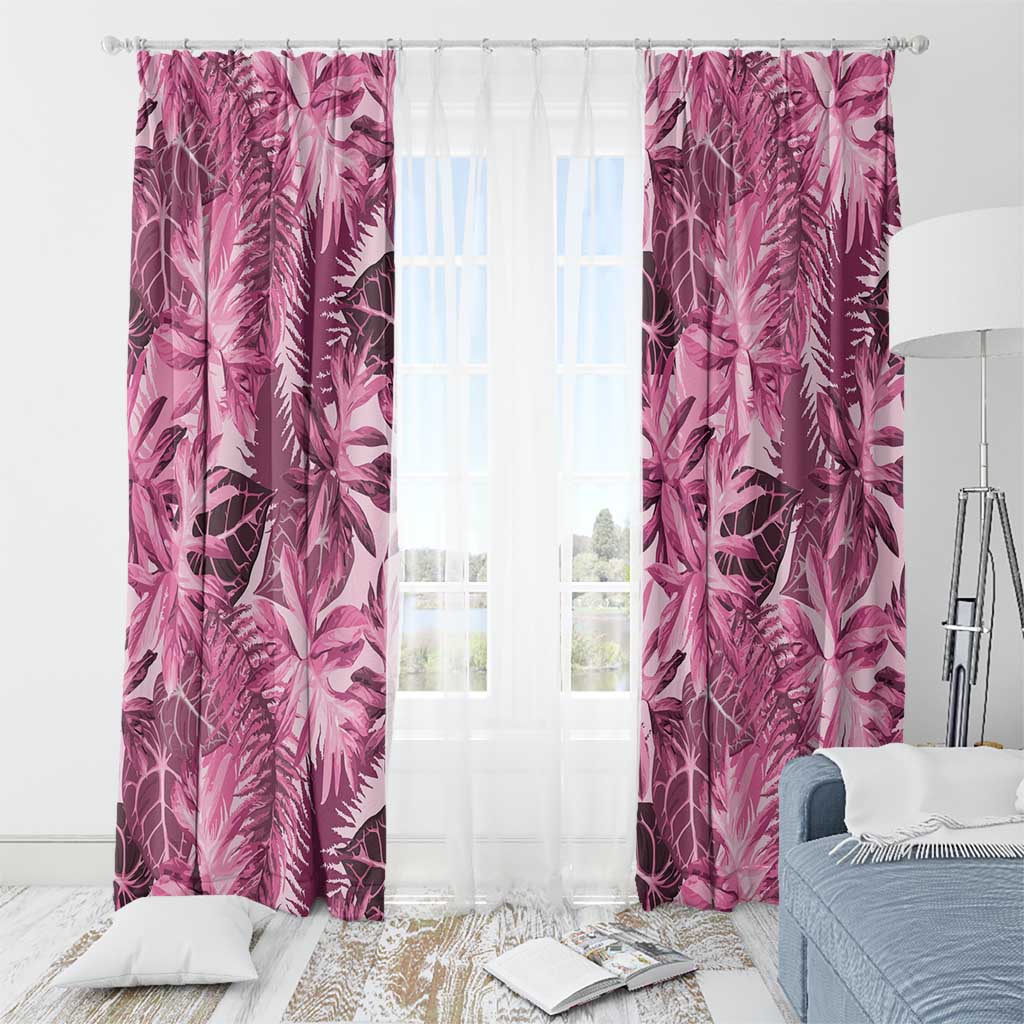 Hawaii Pink Tropical Leaves Window Curtain - Polynesian Pride