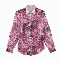 Hawaii Pink Tropical Leaves Women Casual Shirt - Polynesian Pride