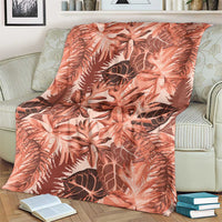 Hawaii Red Brown Tropical Leaves Blanket - Polynesian Pride
