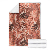 Hawaii Red Brown Tropical Leaves Blanket - Polynesian Pride
