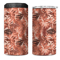 Hawaii Red Brown Tropical Leaves 4 in 1 Can Cooler Tumbler - Polynesian Pride